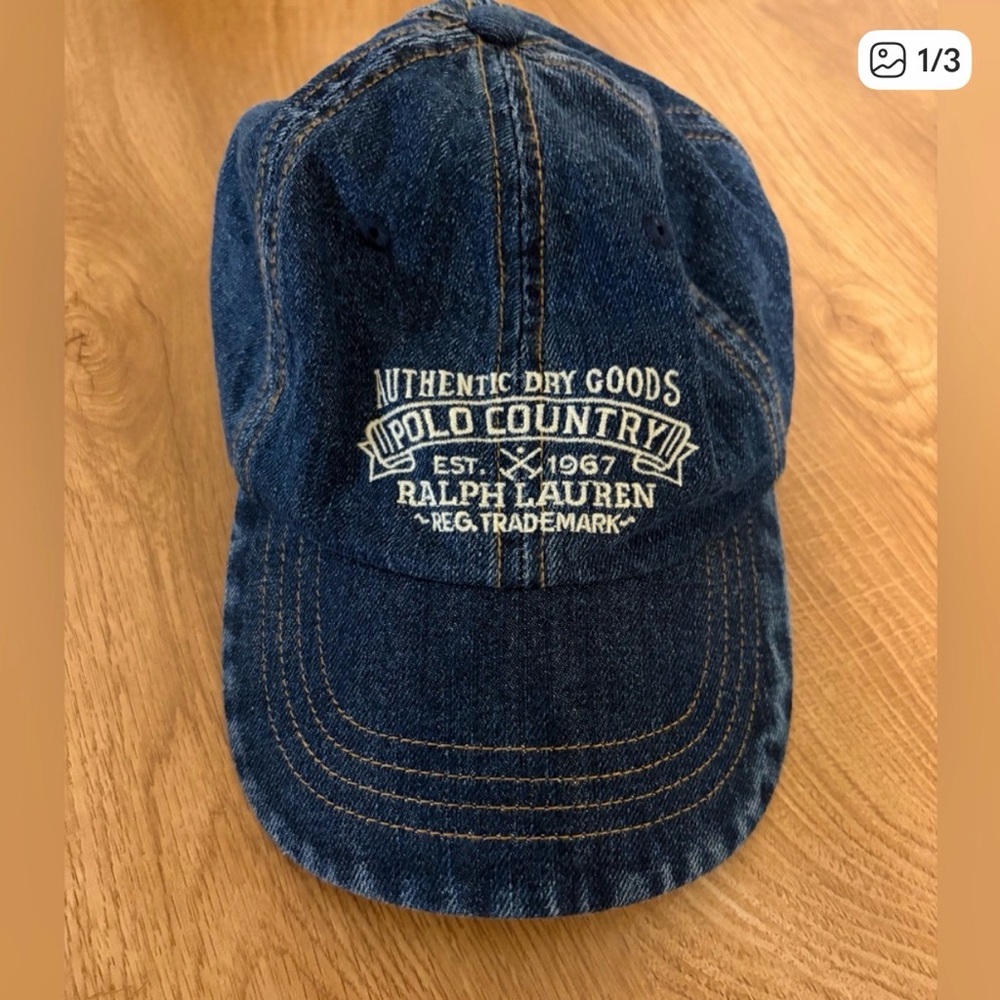 Ralph Lauren Blue Denim Cap with White Embroidery